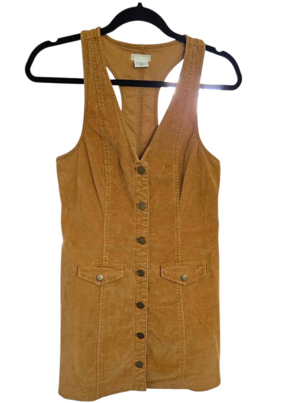 Cooperative by Urban Outfitters Camel Corduroy Button Front Mini Dress S